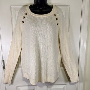 NWT Market & Spruce Women’s Cream Sweater with Button Details Sz. XL